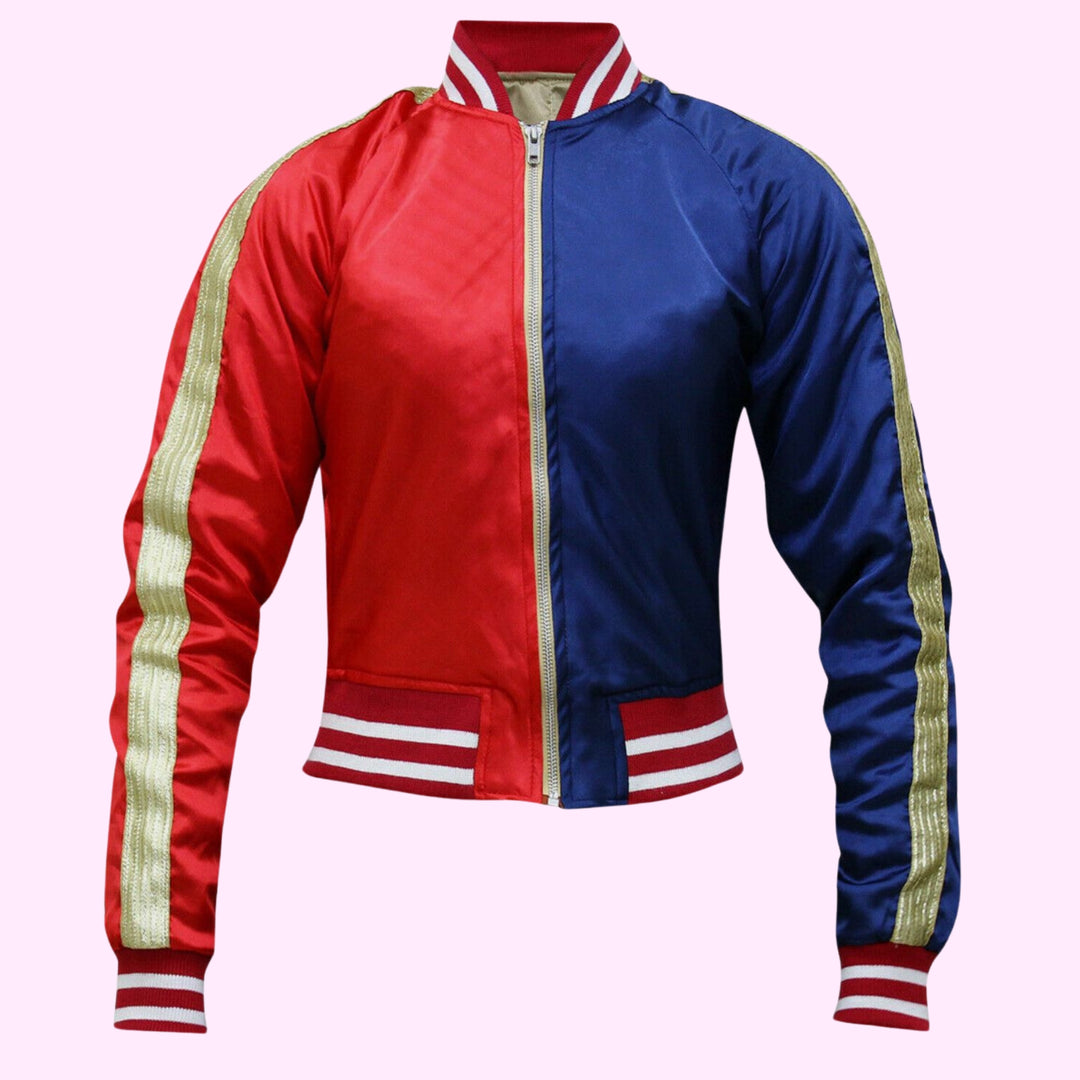 Halloween Ladies Red Blue Jocker Bomber Jacket