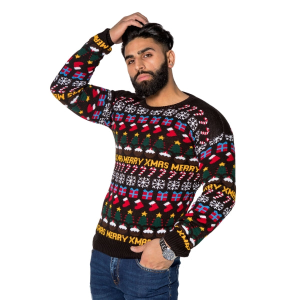 Black Christmas Decoration Knitted Jumper