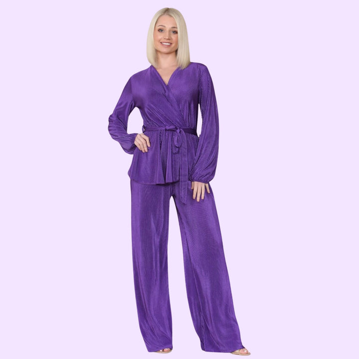 PLISSE PLEATED BELTED CO-ORD SET