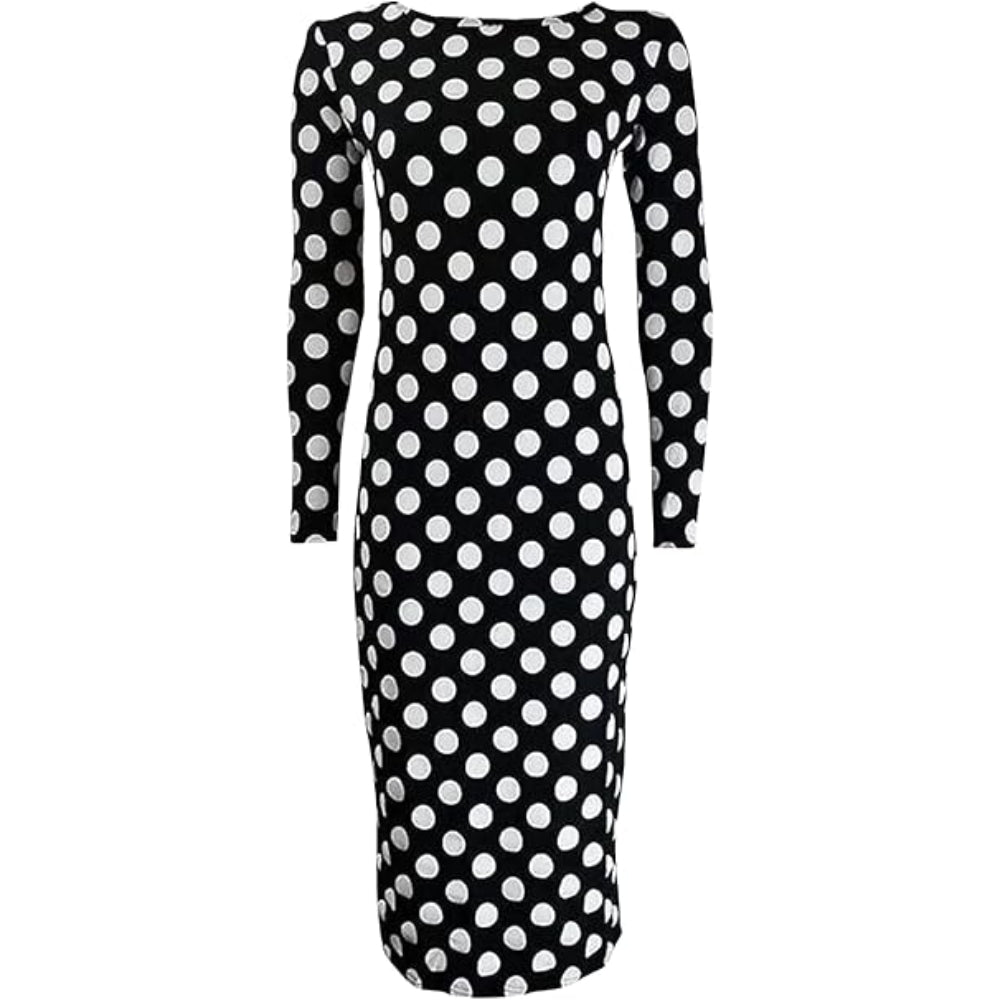 Printed Bodycon Midi Long Sleeve
