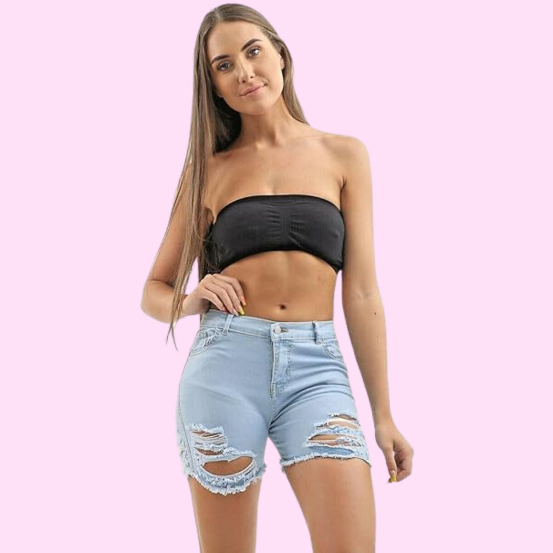 Fold Over Denim Shorts