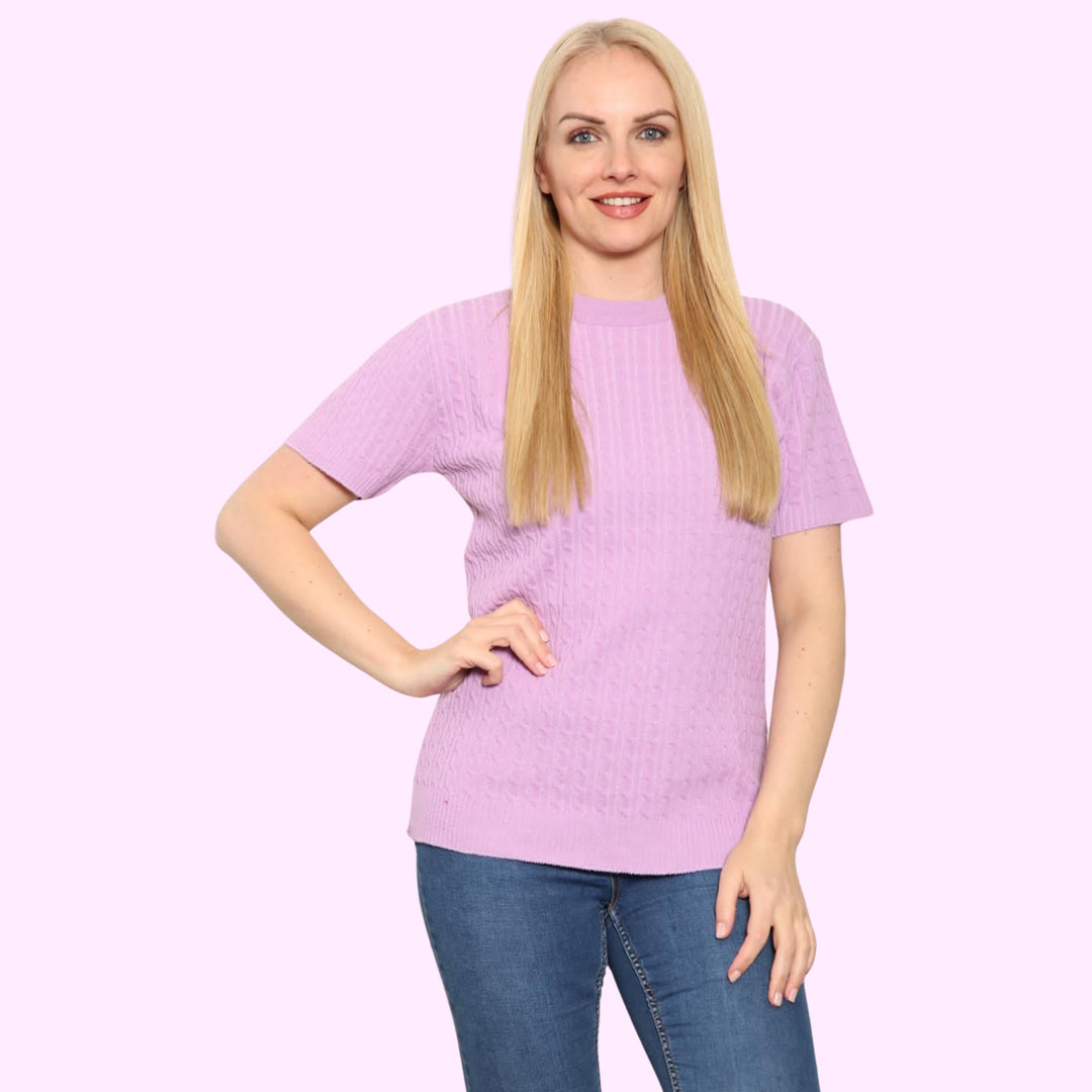 Short Sleeve V Neck Jumper