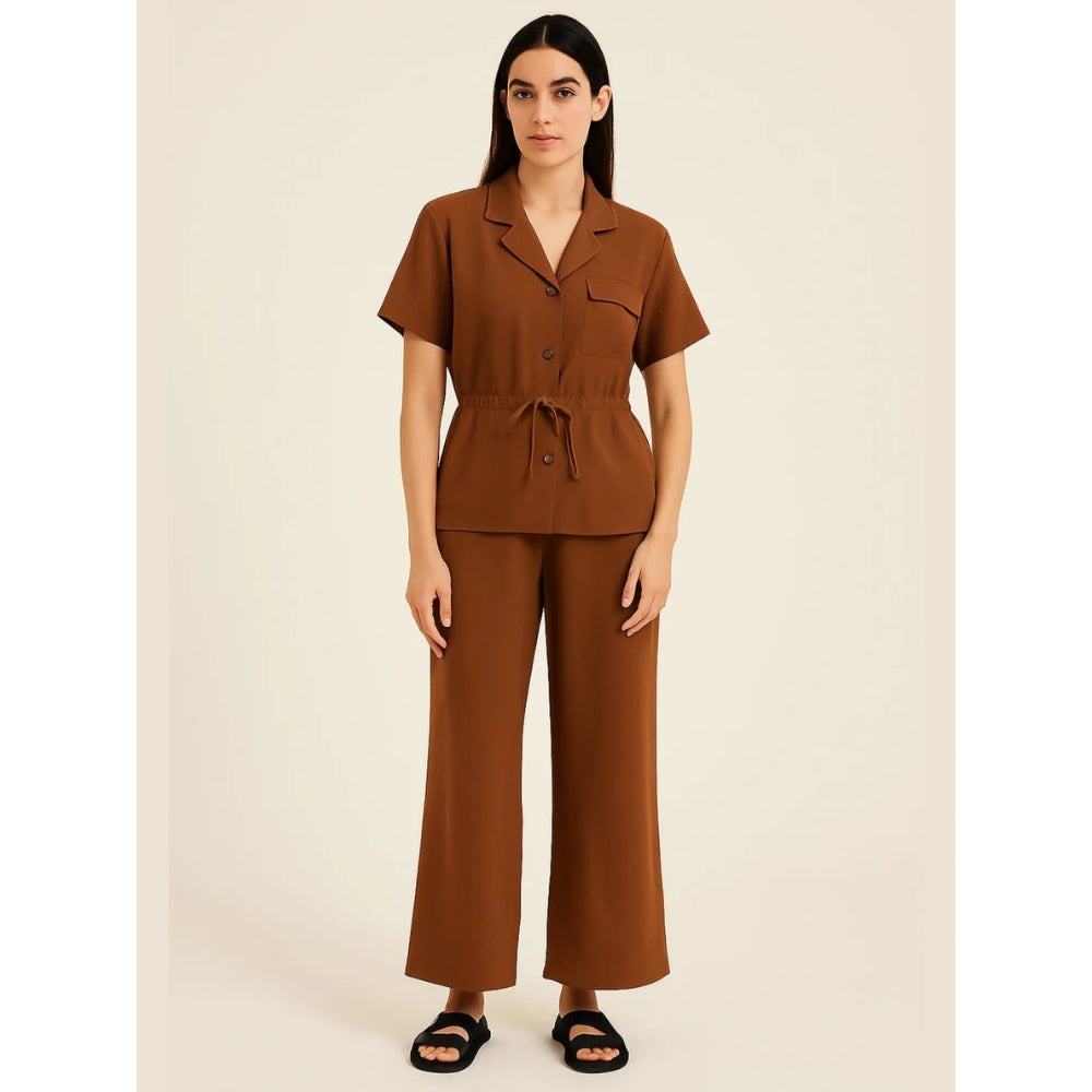 Italian Ladies Short Sleeve Tie Waisted Co-ord Set