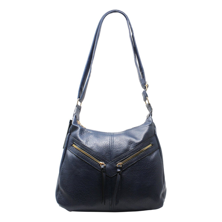 PU Crossbody with Double Front Diagonal Zippers