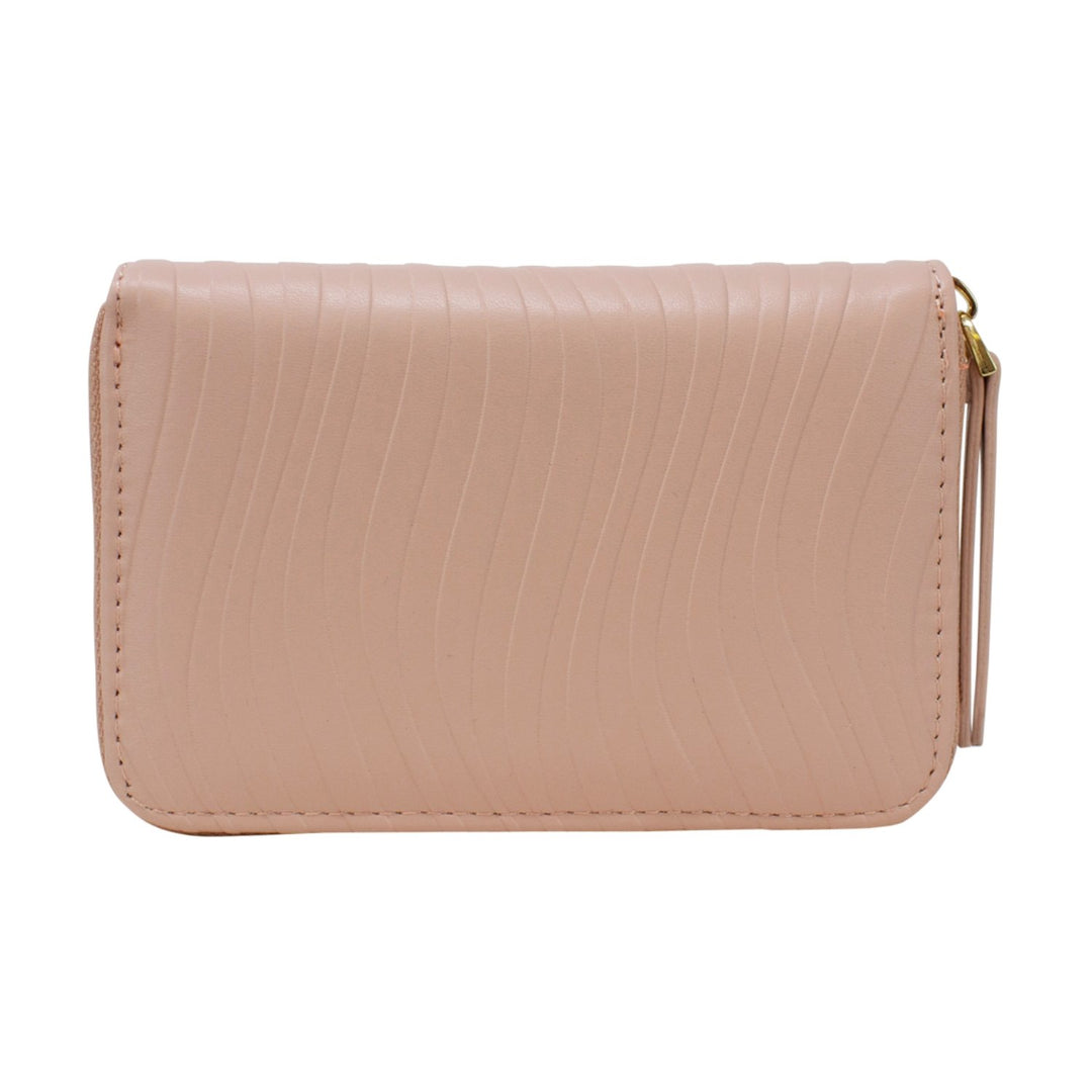 Long Zipped Purse with Wavy Lines Design