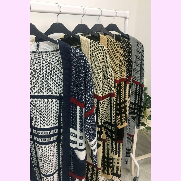 CROCHET CHECKED CARDIGAN