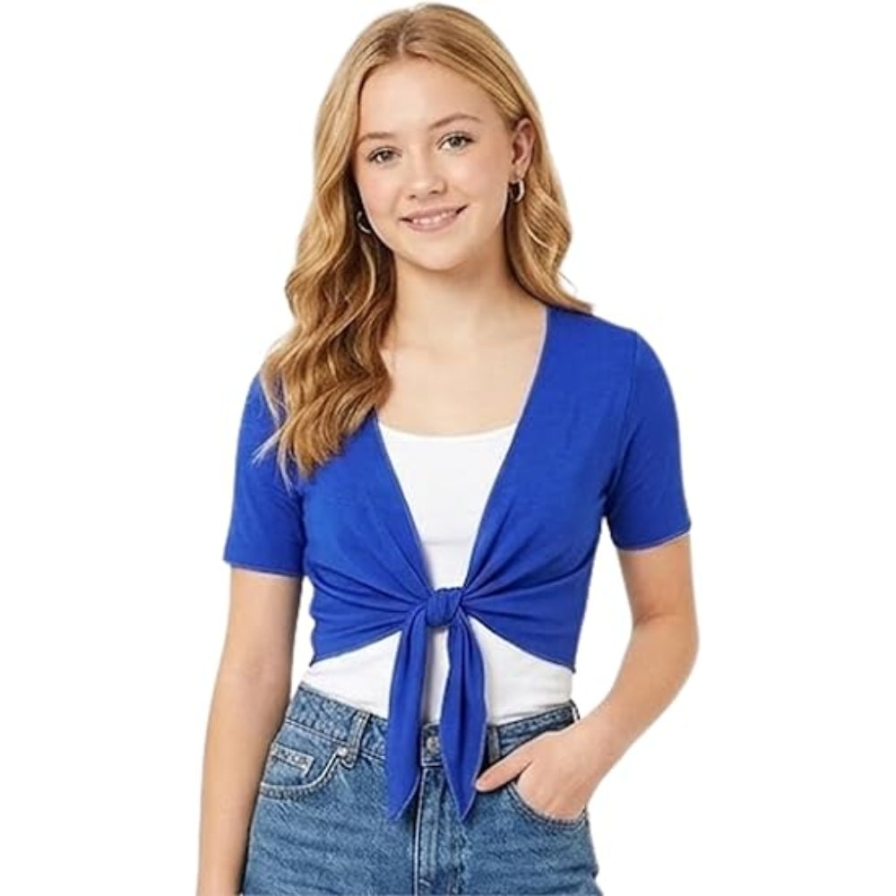 Women’s Tie Up Crop Bolero Shrug Cap Sleeve