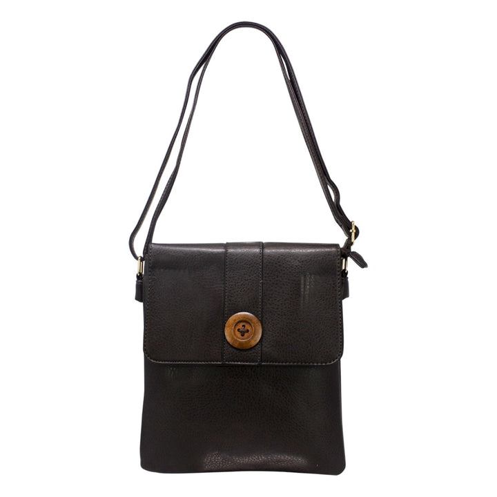 Wooden Button Flap Crossbody