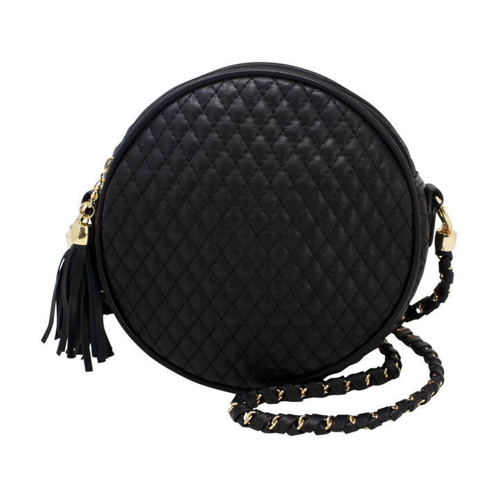 Round Quilted Crossbody with Tassels