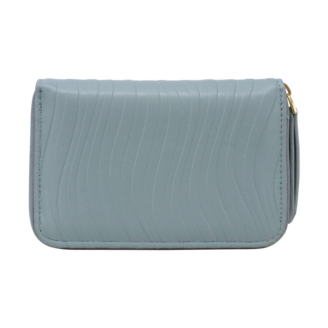 Long Zipped Purse with Wavy Lines Design