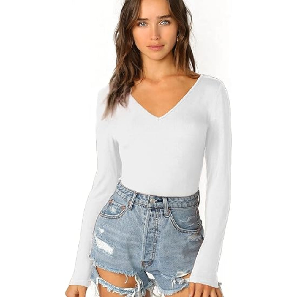 Women’s Long Sleeve V Neck Slim Fit Top