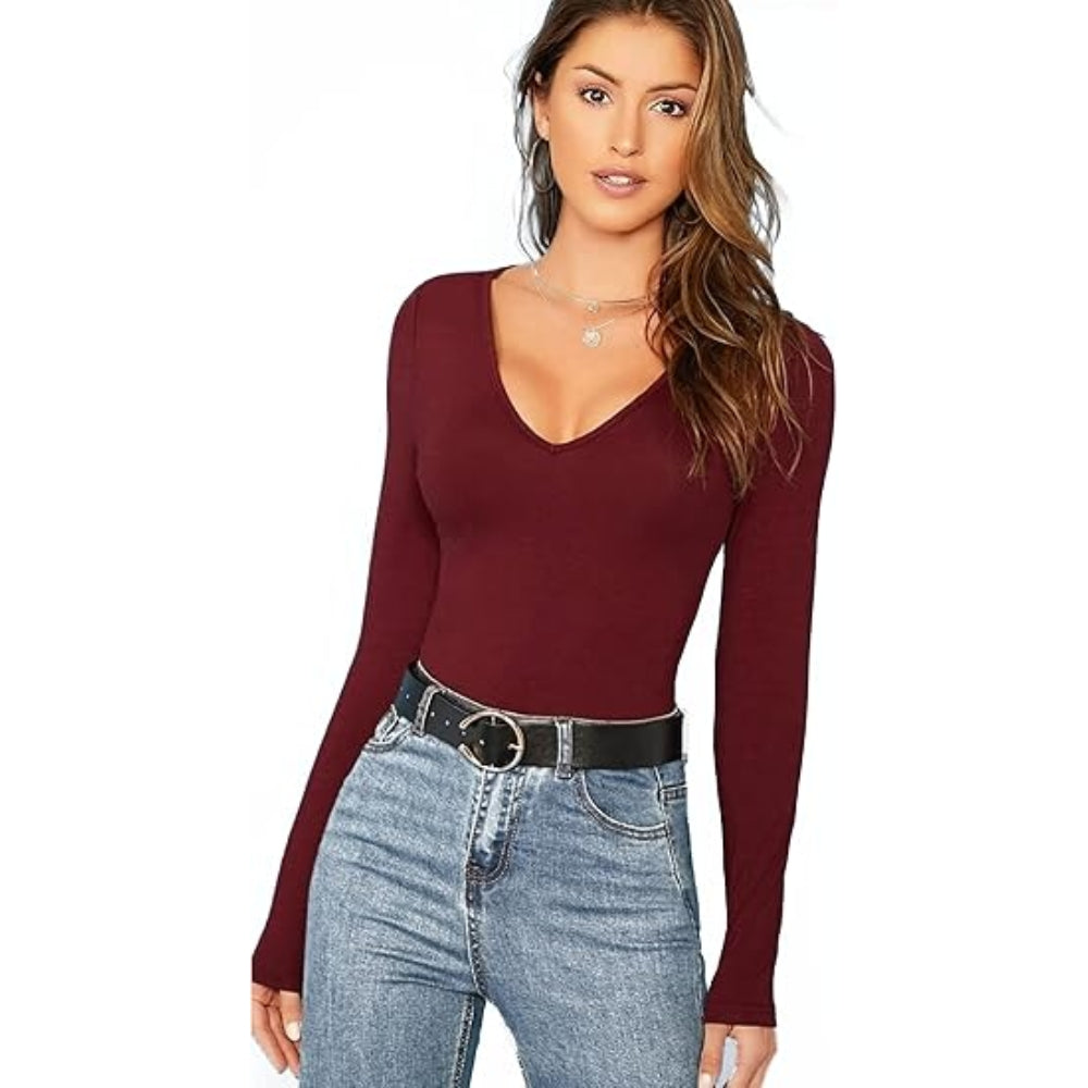 Women’s Long Sleeve V Neck Slim Fit Top