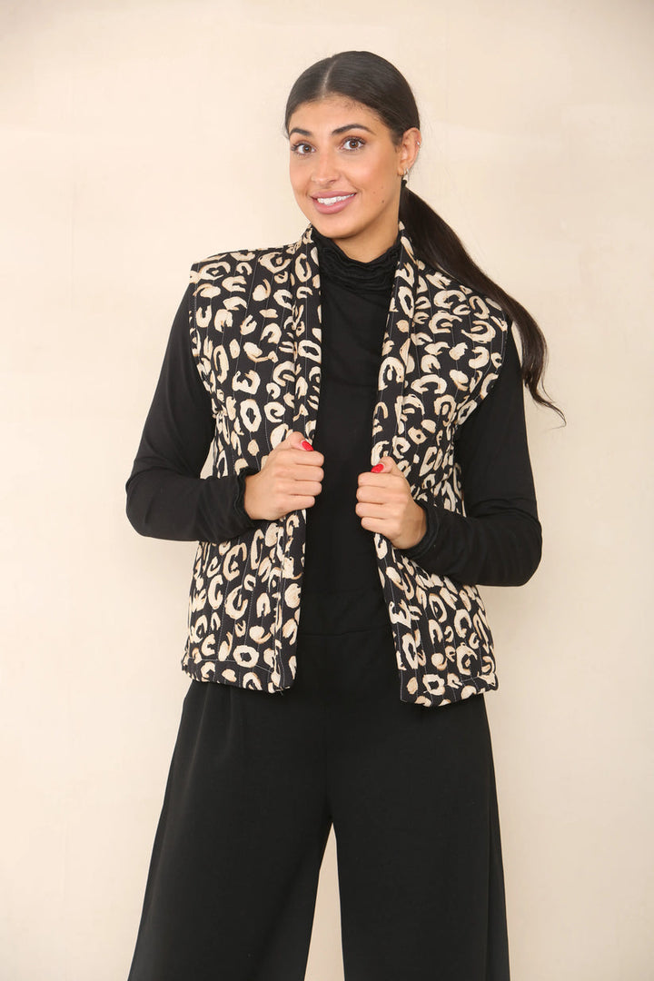 Quilted Animal Print Kimono Jacket