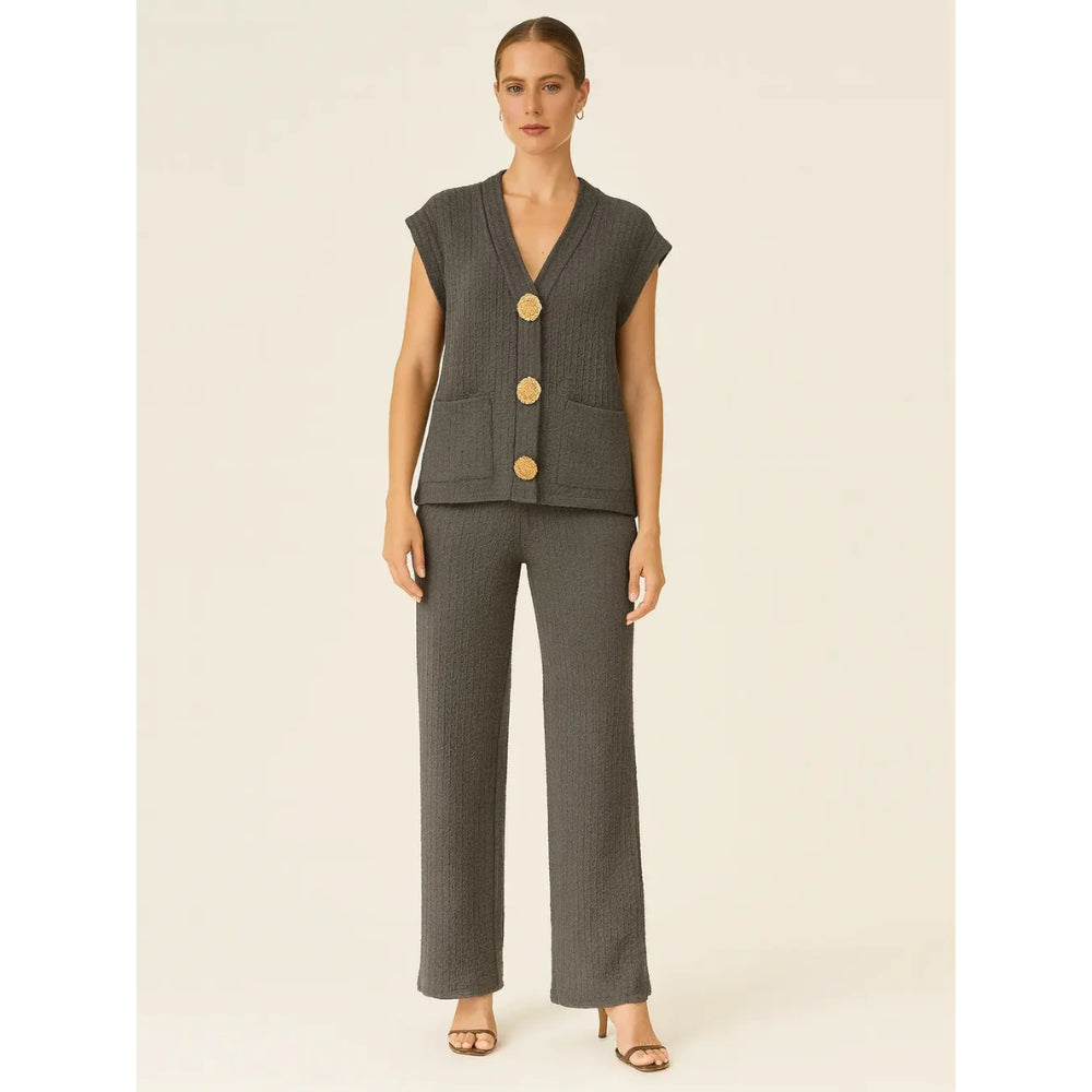 3-gold button short sleeve set