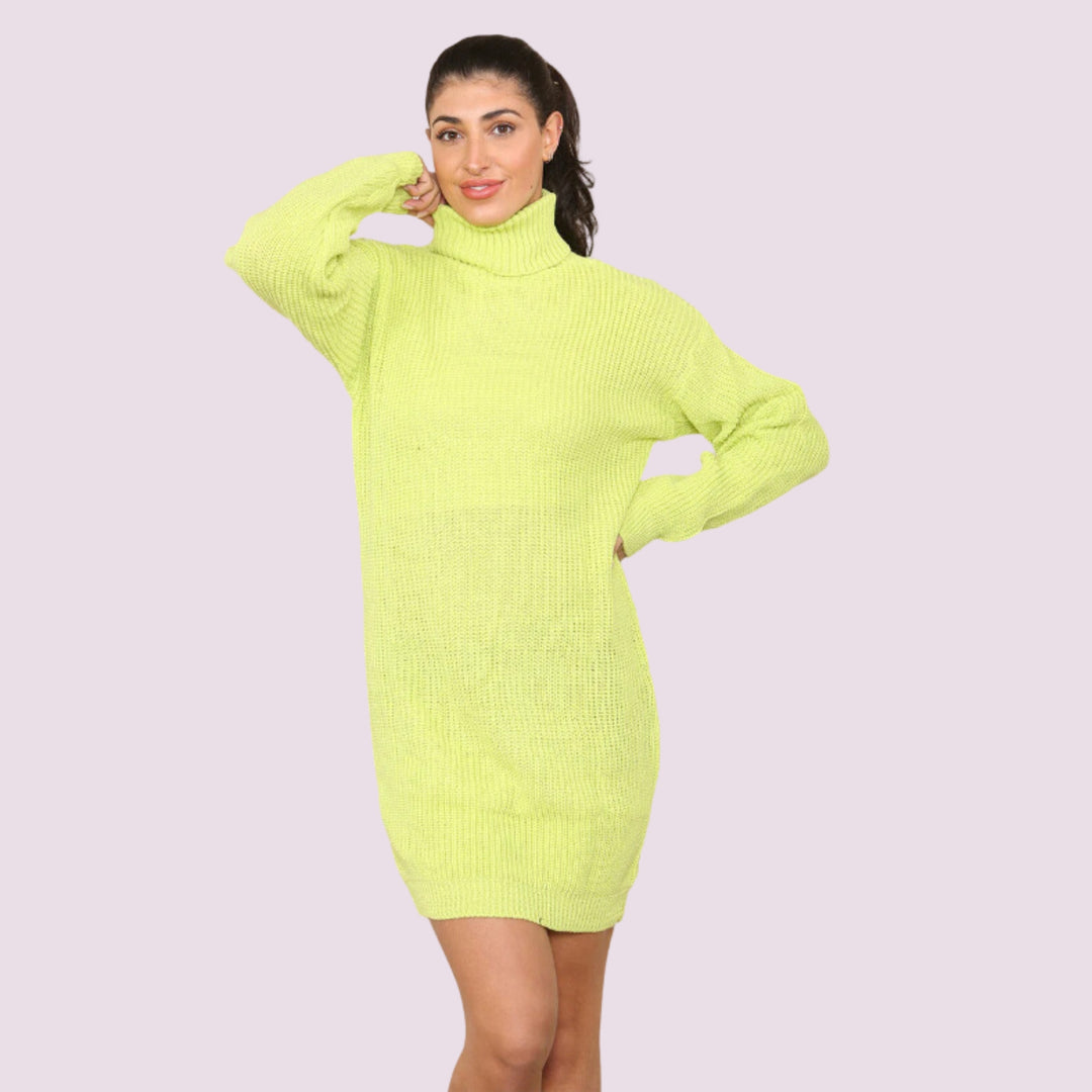 Polo Roll Neck Ribbed Knitted Florescent Jumper