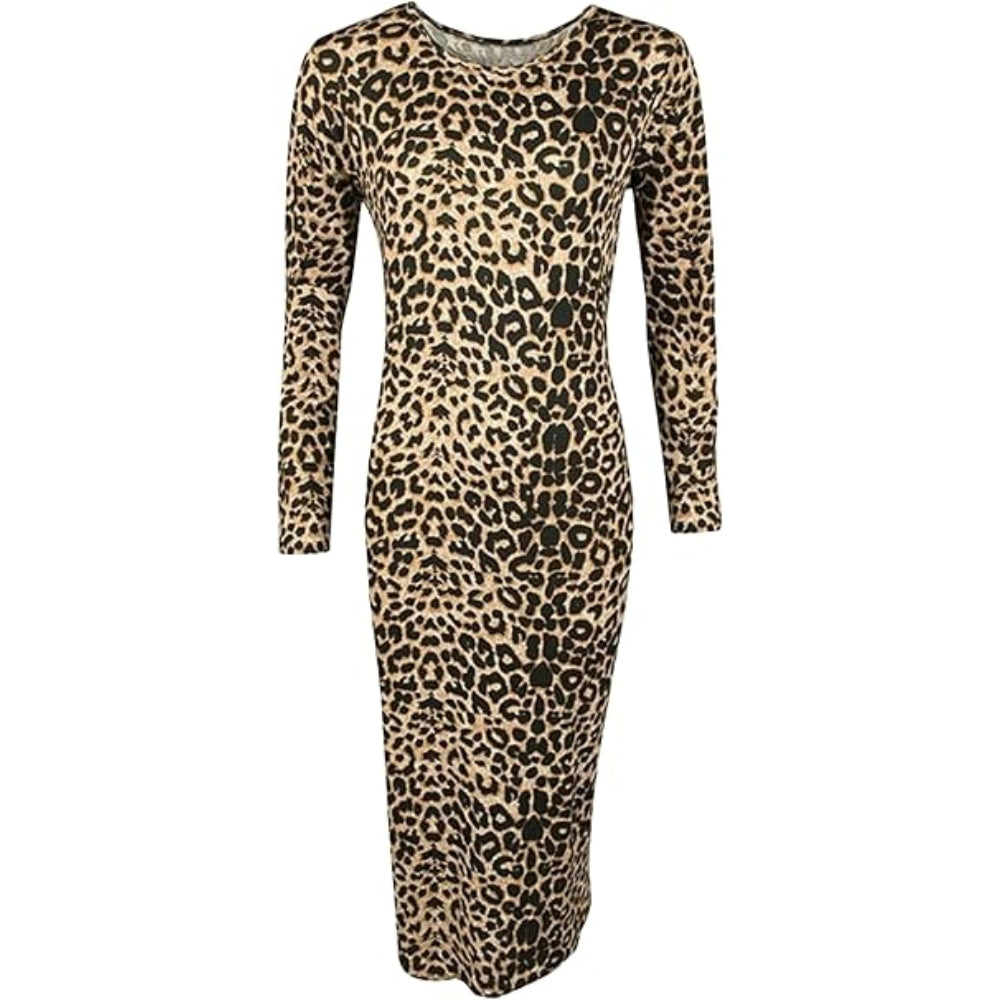 Printed Bodycon Midi Long Sleeve
