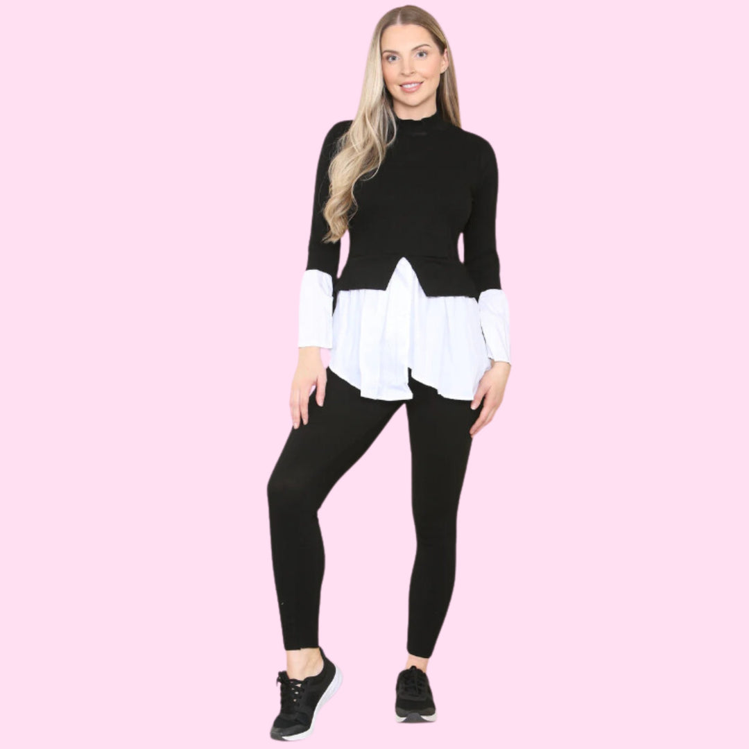 Ribbed Lounge Wear Flared Shirt and Leggings Co-Ord Set