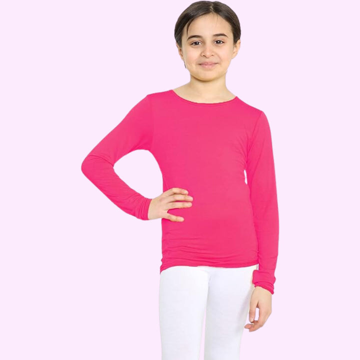 Girls Long Sleeve Round Neck Basic Top