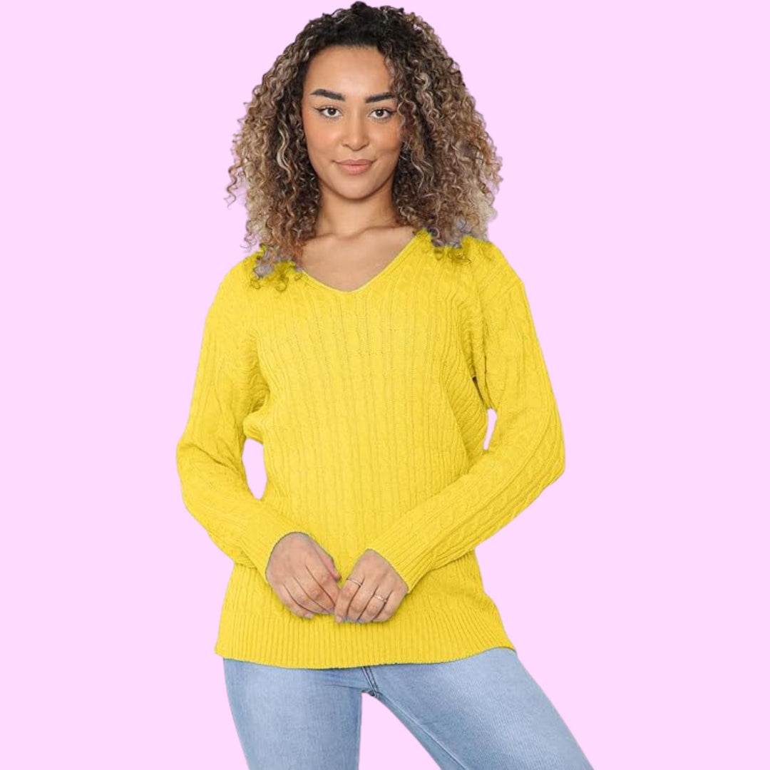 Womens V Neck Winter Wear Jumper Sweater