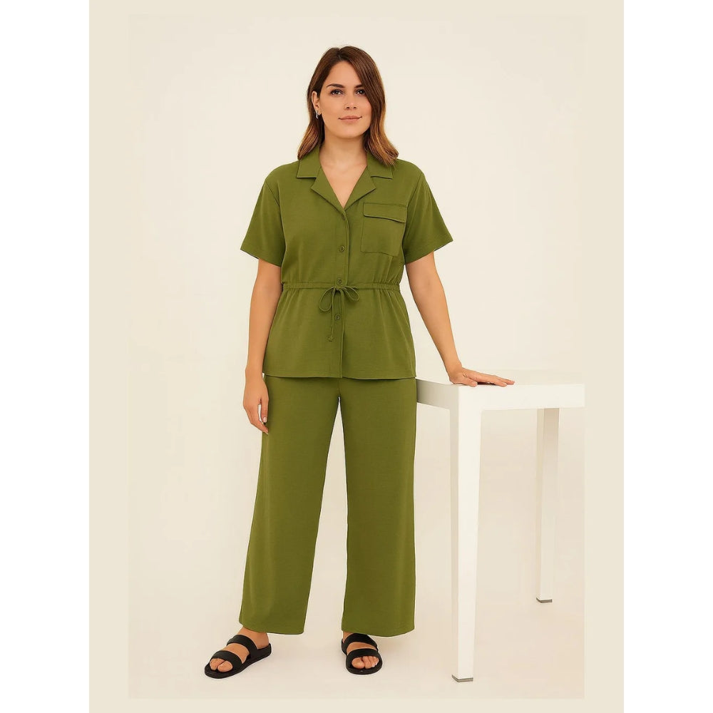 Italian Ladies Short Sleeve Tie Waisted Co-ord Set