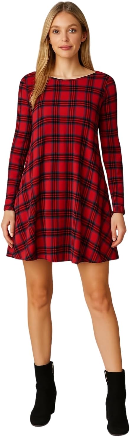 Red Tartan Swing Skater Dress