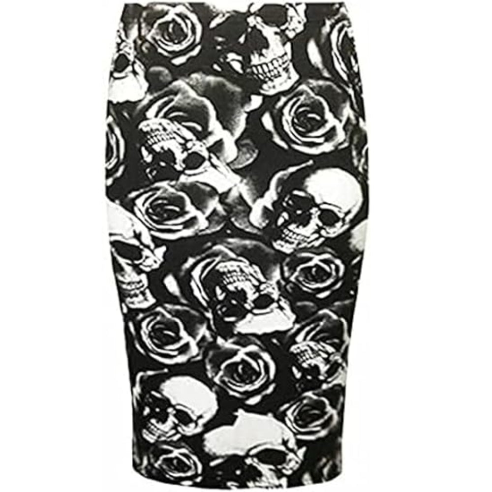 Knee Length Midi Pencil Skirt Printed