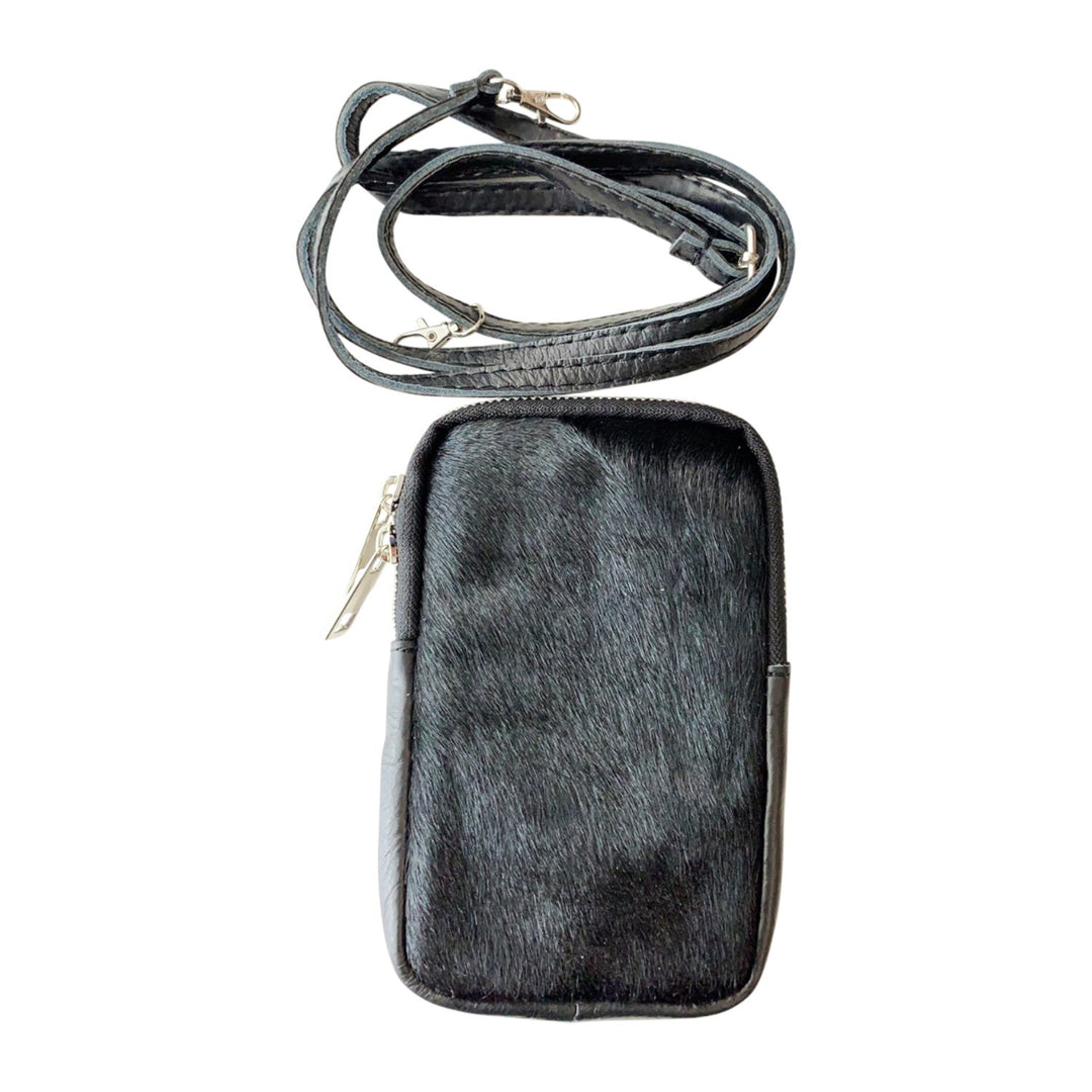 Real Fur Leather Mobile Pouch Bag