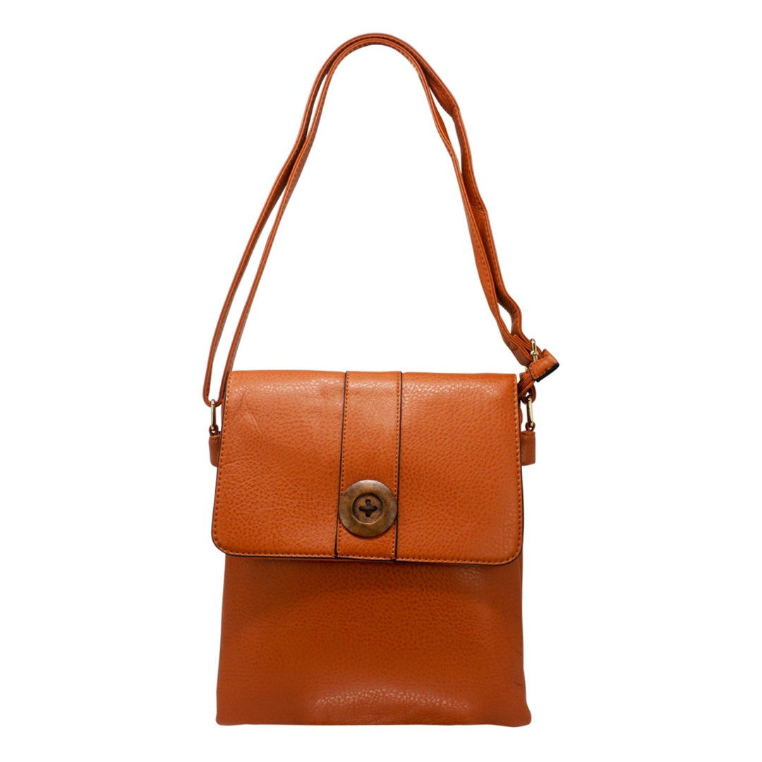 Wooden Button Flap Crossbody