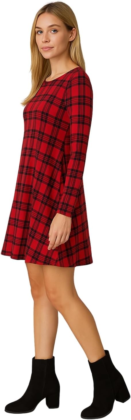 Red Tartan Swing Skater Dress