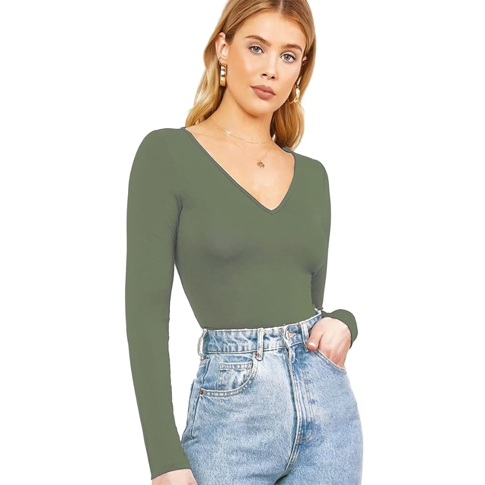 Women’s Long Sleeve V Neck Slim Fit Top