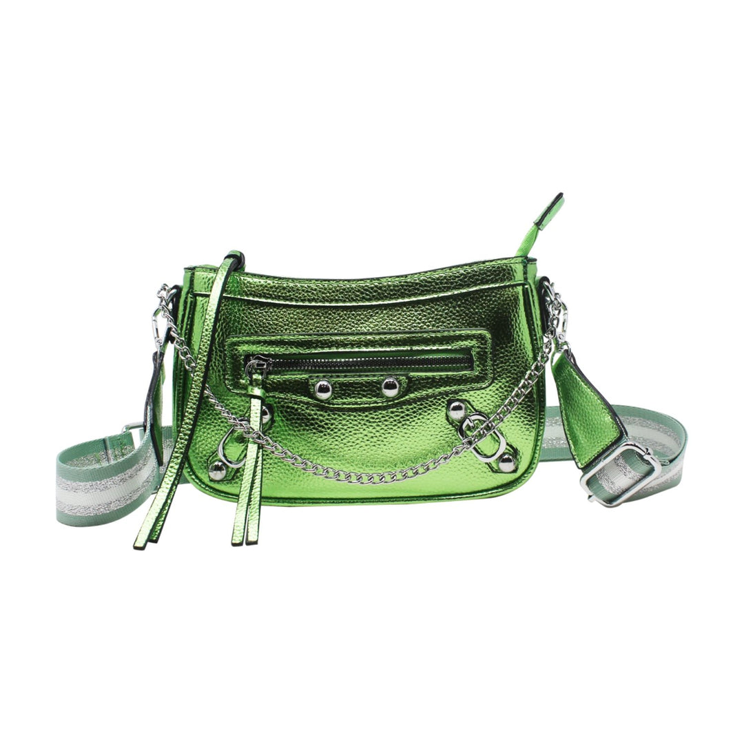 Trendy Crossbody Bag with Metallic Luster