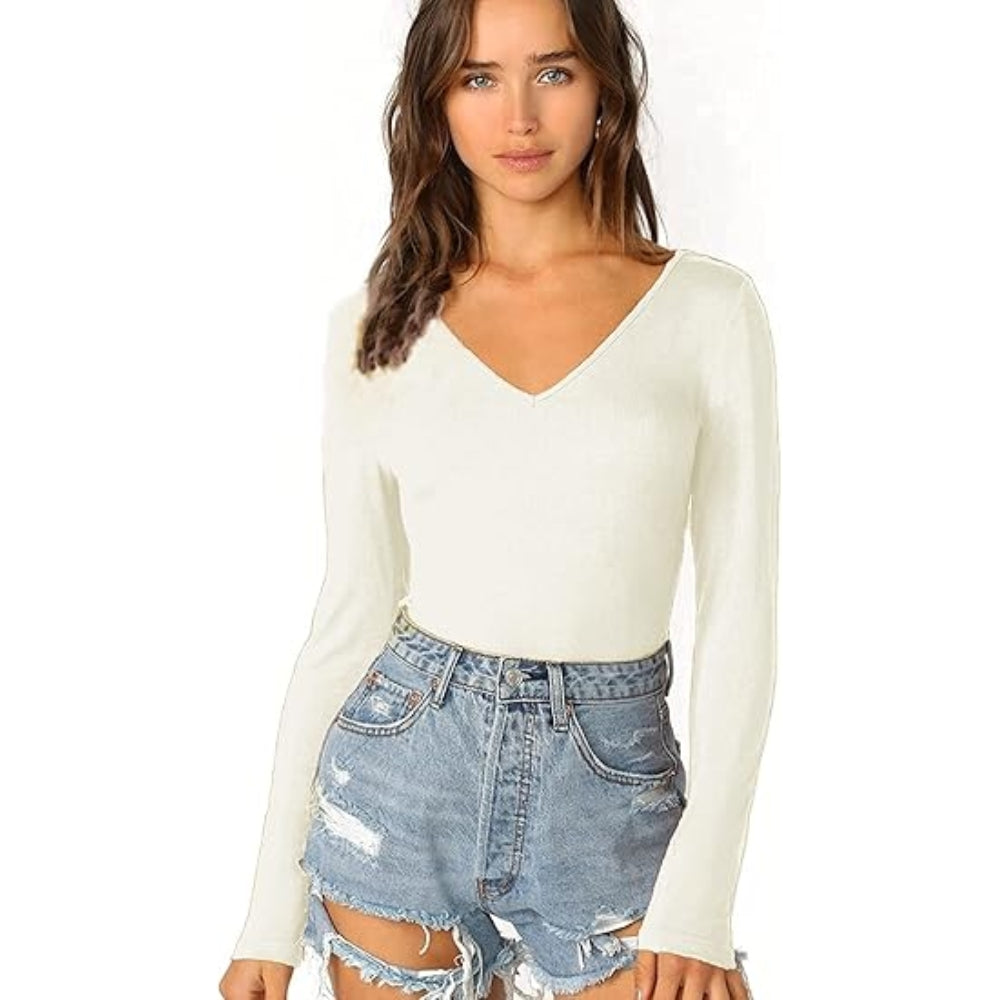 Women’s Long Sleeve V Neck Slim Fit Top