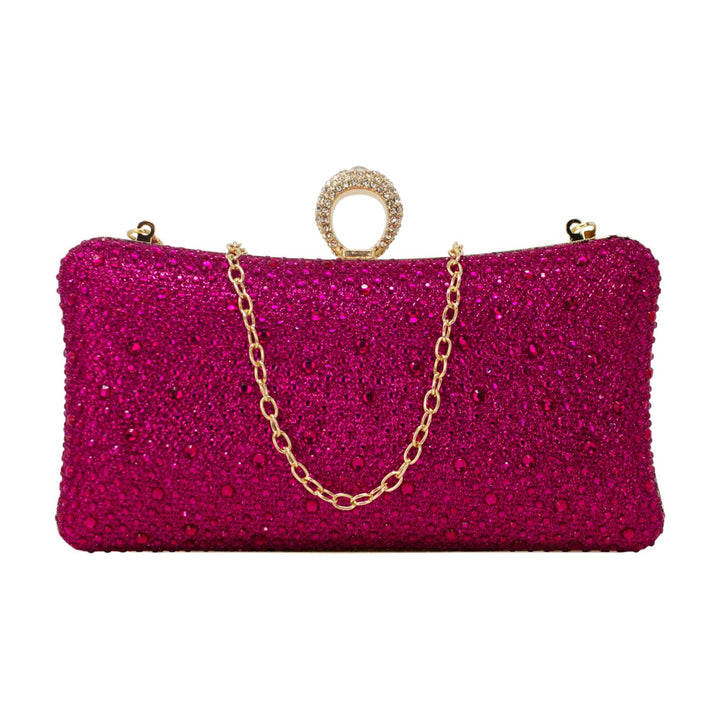 Long Diamante Clutch with Ring Top Clasp