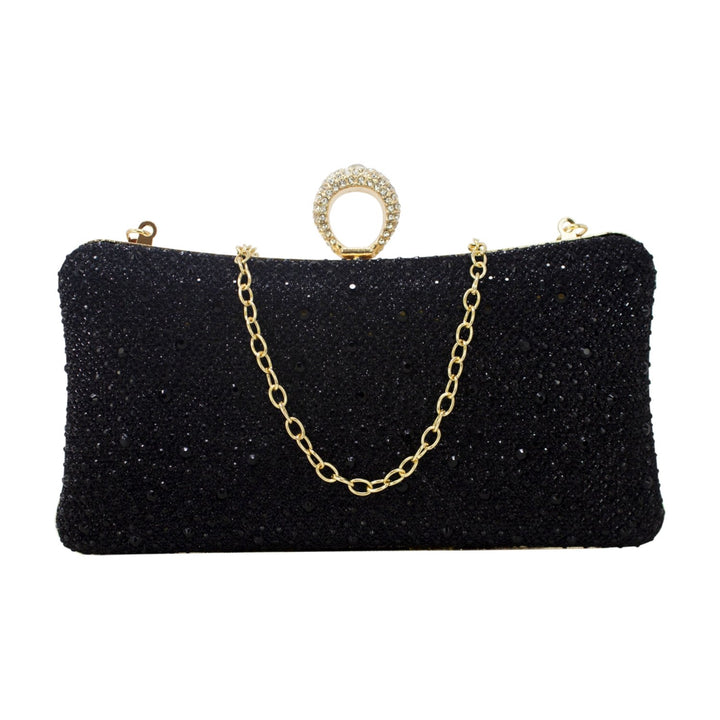 Long Diamante Clutch with Ring Top Clasp