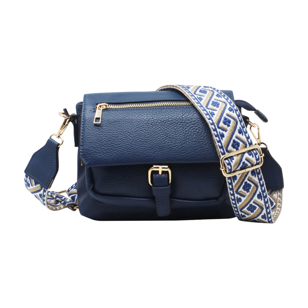 Flap-Over Buckle Crossbody with Canvas Strap