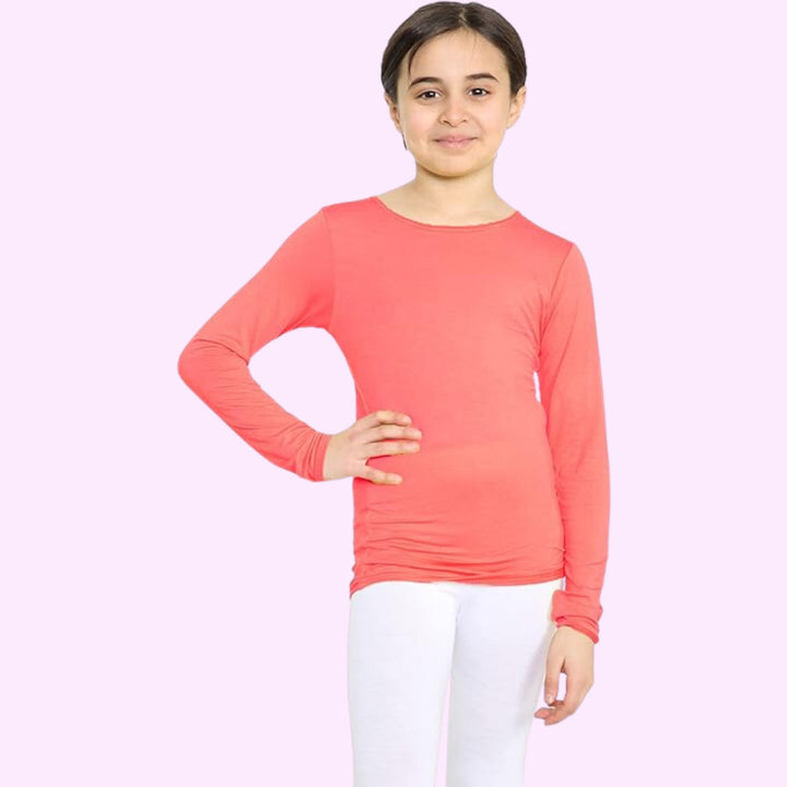 Girls Long Sleeve Round Neck Basic Top