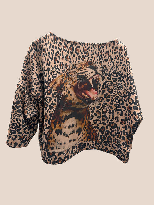 Animal Print Faux Suede Tops