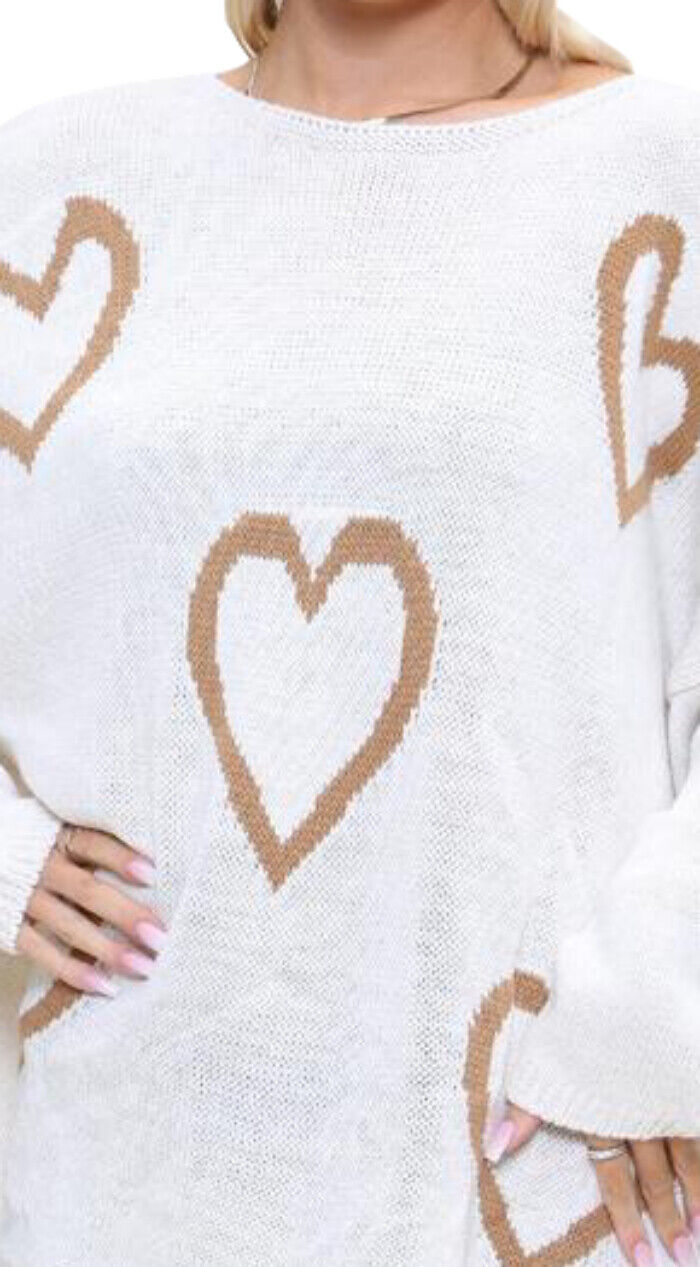 Heart Print Oversized Jumper