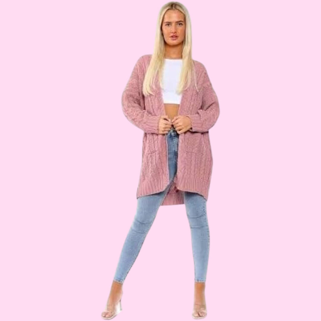 2 Pockets Open Style Slouchy Cardigan