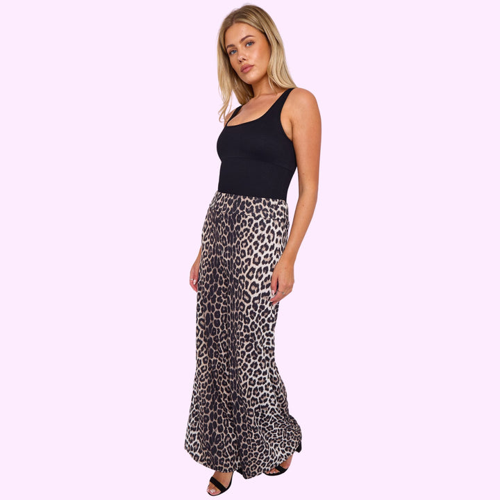 Leopard Print Palazzo Trousers