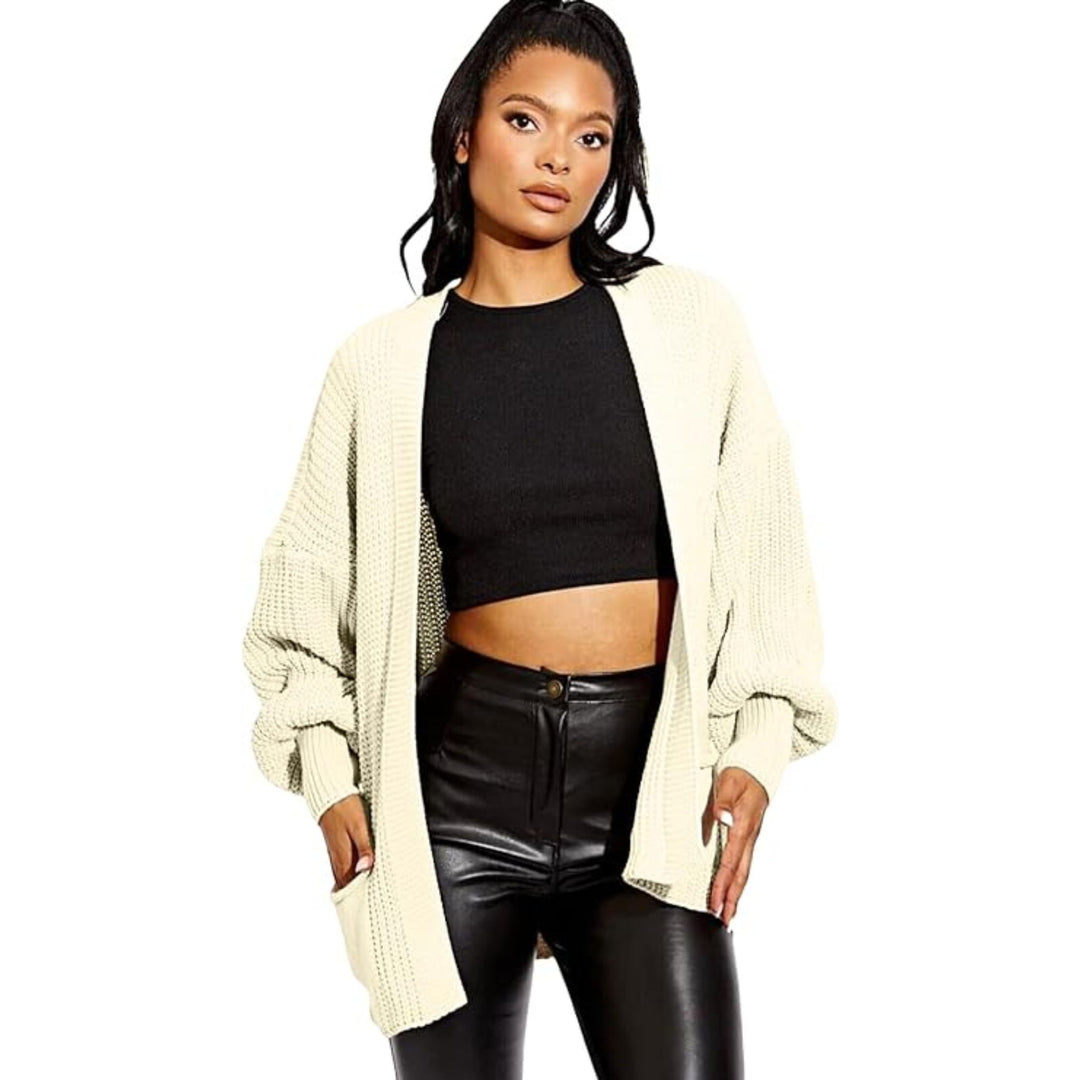 Balloon Sleeve Crop Cardigan