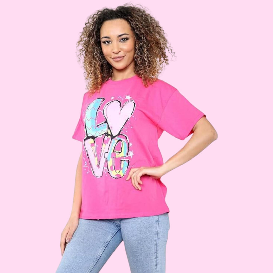 Cute Teddy Print Oversized T-Shirt Top