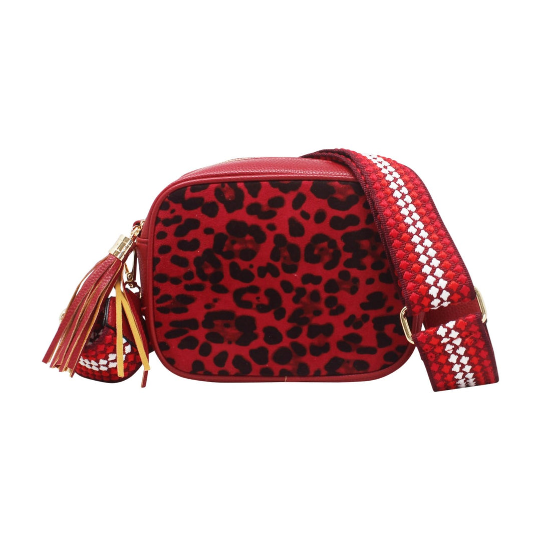 Leopard Print Crossbody Bag with Canvas Strap