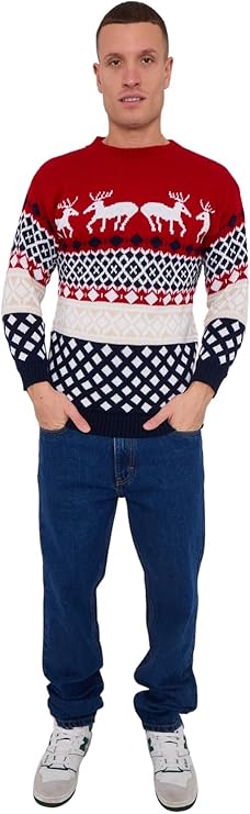 Mens 4 Reindeer Christmas Jumper