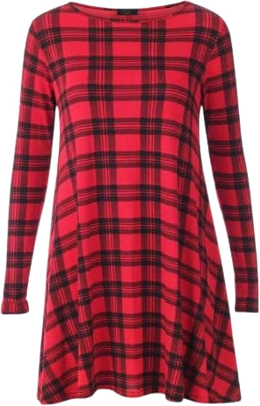 Red Tartan Swing Skater Dress