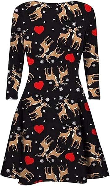 Kissing Reindee & Heart Christmas Dress