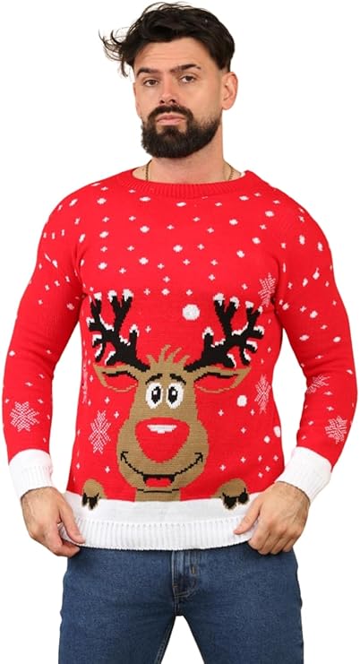Mens Rudolph Christmas Xmas Jumper
