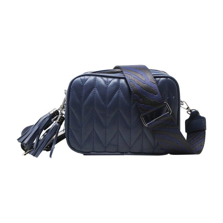 Duo-Pockets Camera Bag with Stitched Chevron Pattern