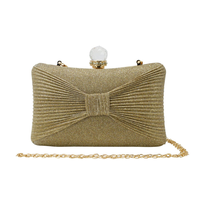 Glittery Bow Clutch with Big Top Diamante