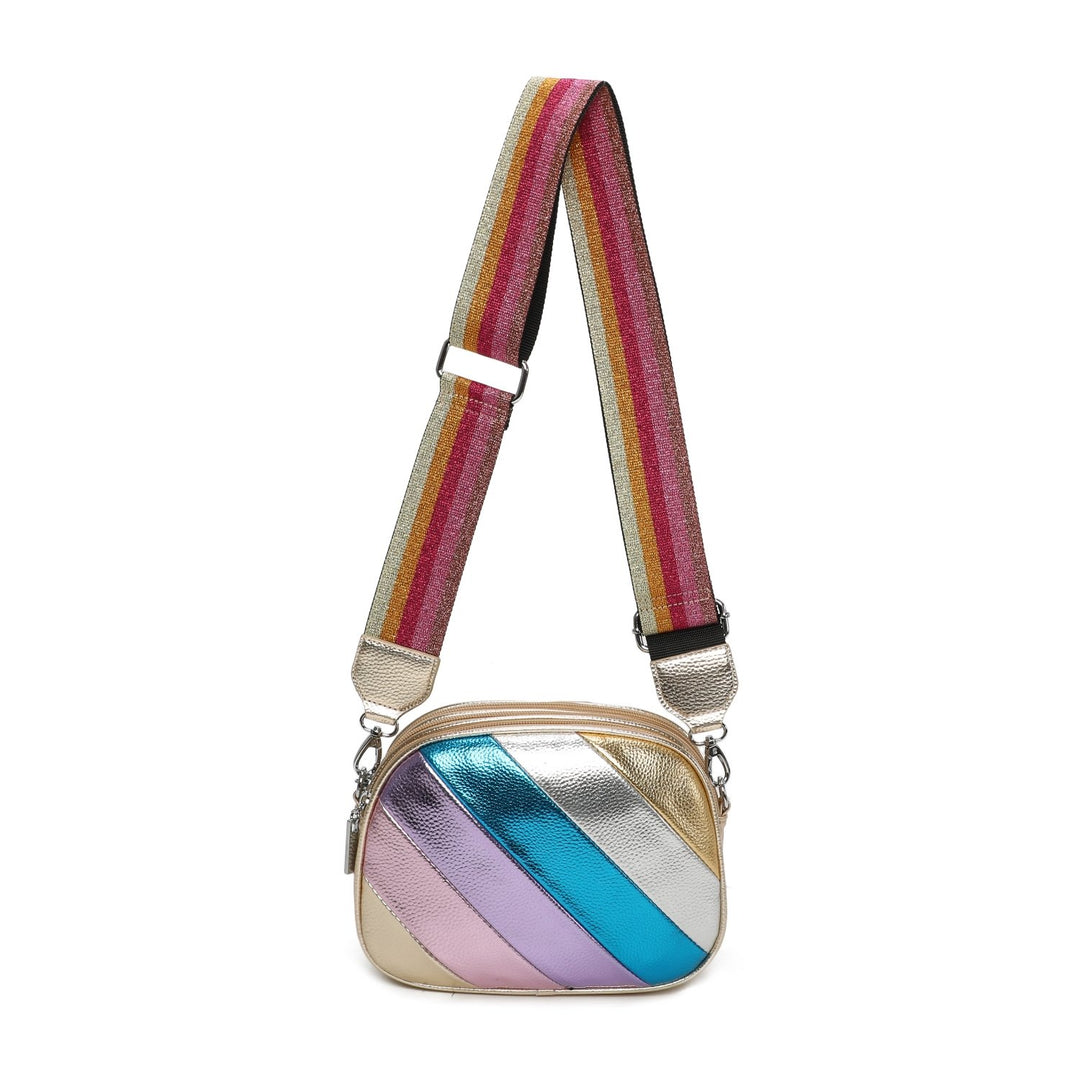 JM1390 Metallic Stripes Crossbody Bag